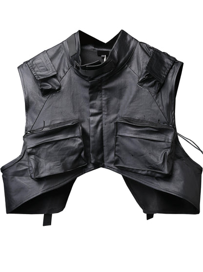 Stand Neck Large Pockets Tactical Coating Vest WN22360