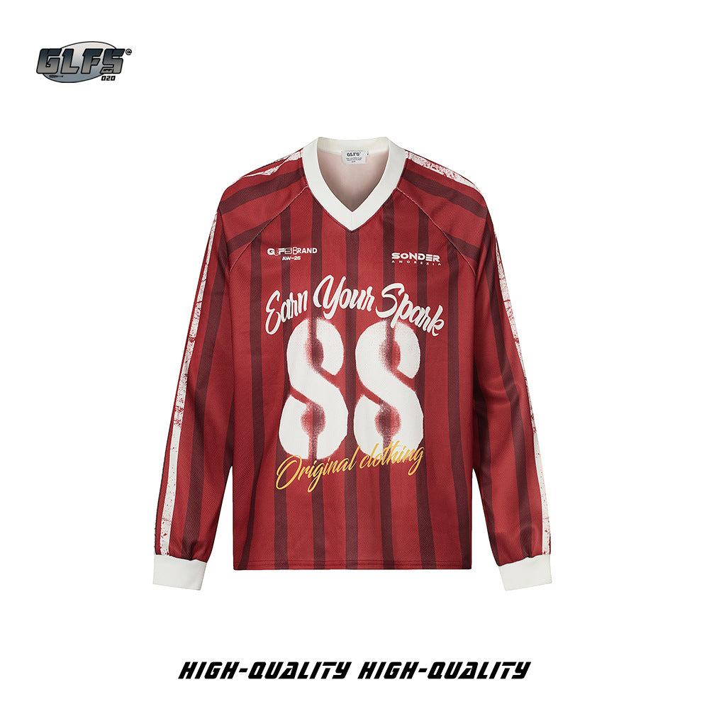 Striped V-Neck Long Sleeve T-Shirt WN26447