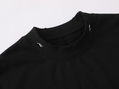Oversize Damage Plain Short Sleeve T-Shirt WN25472