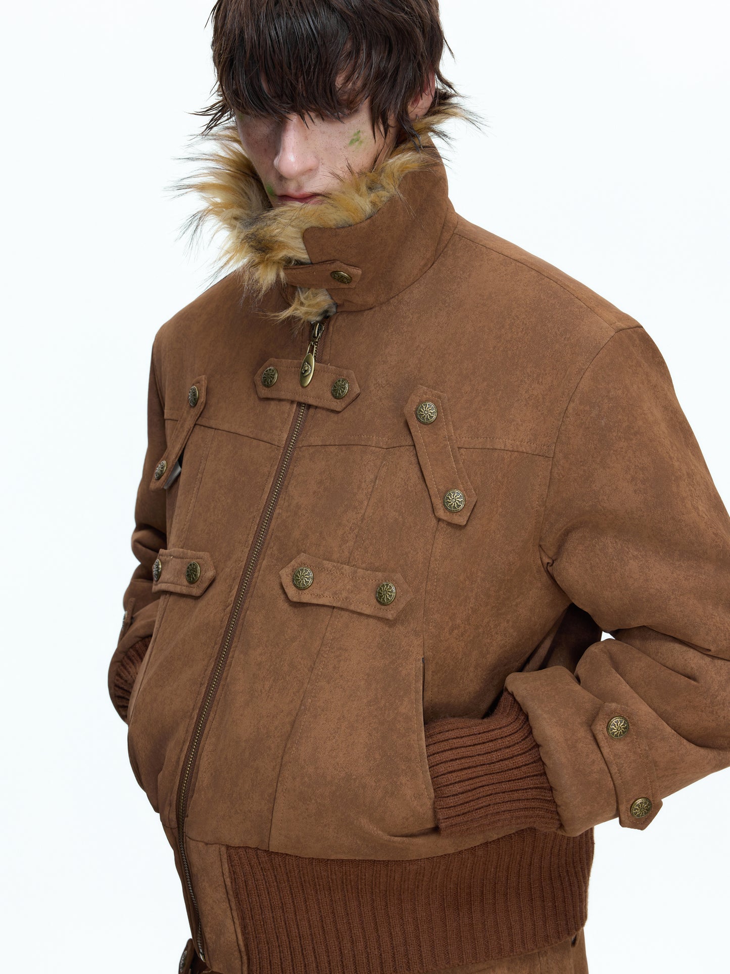 Fake Fur Reversible Suede Cropped Jacket WN22667