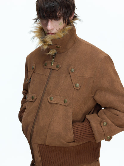 Fake Fur Reversible Suede Cropped Jacket WN22667