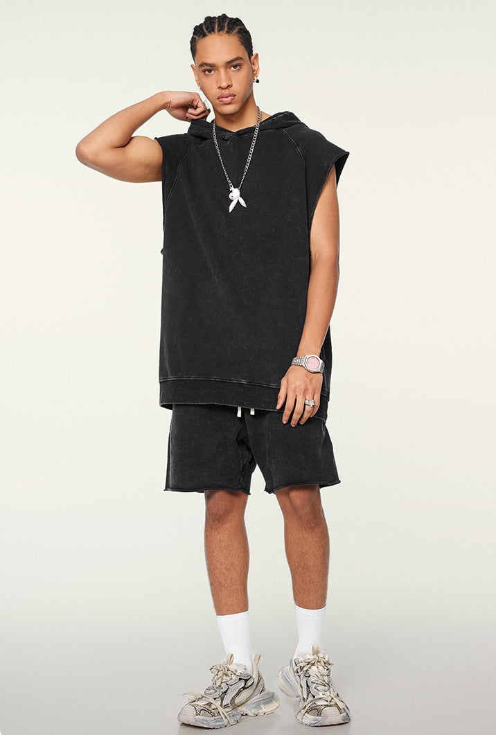 Washed Oversize Tank Top Hoodie WN6446