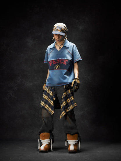 Washed Colorblock Graphic Print Short Sleeve T-Shirt WN18455