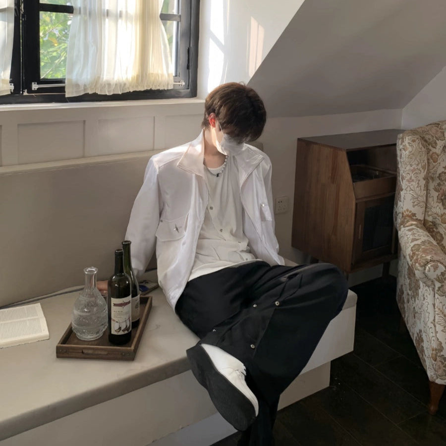 Liquid Gloss Metal Design Zipper Jacket WN19783