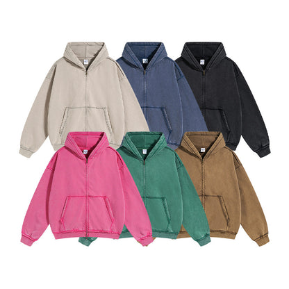 Vintage Dyed Oversize Zipper Hoodie WN6602