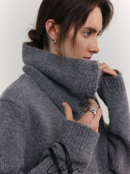 Cowl Neck Cropped Knit Sweater WN21500