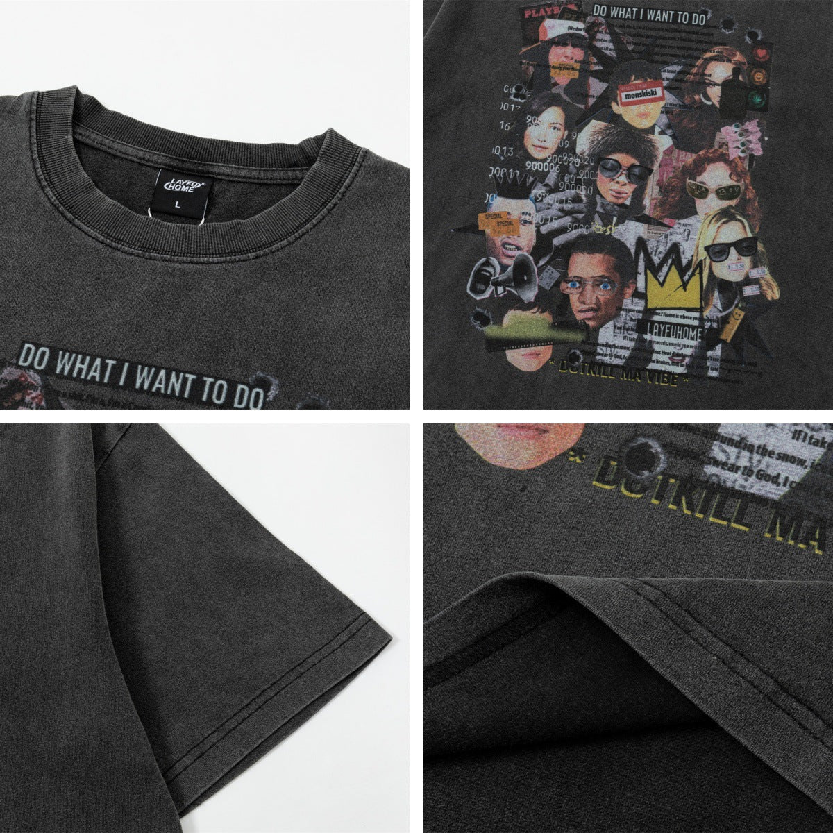 Washed Portrait Collage Short Sleeve T-Shirt WN26750