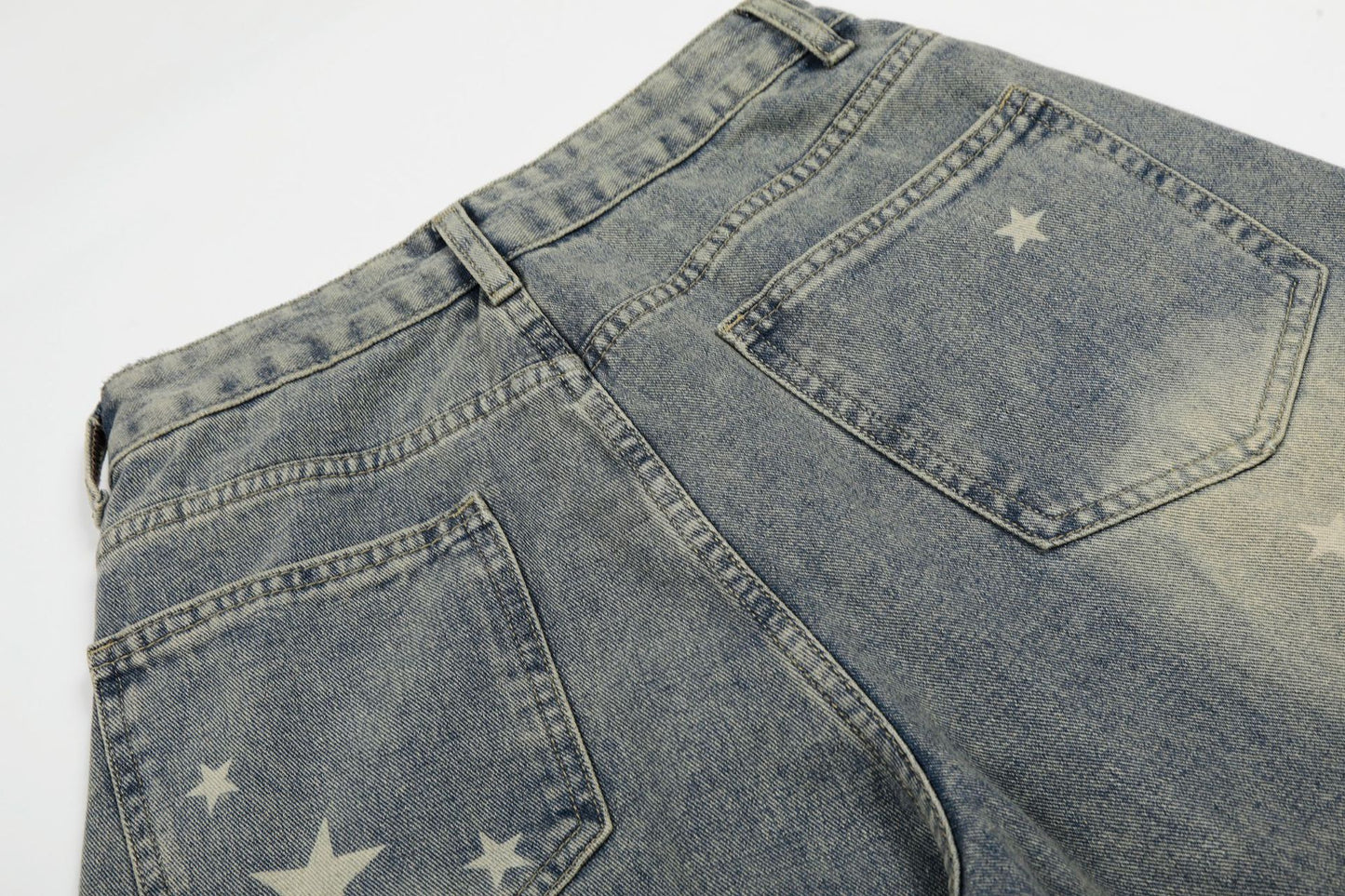 Curved Star Wide Leg Denim Short Pants WN25599