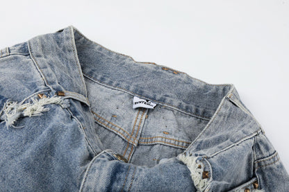 Fringe Studs Wide Leg Denim Jeans WN25804