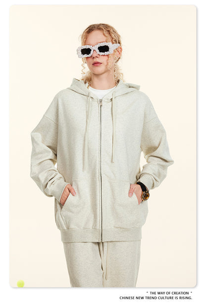 Oversize Heavyweight Pullover Hoodie & Zipper Hoodie & Sweatshirt & Pants Setup WN9930-K