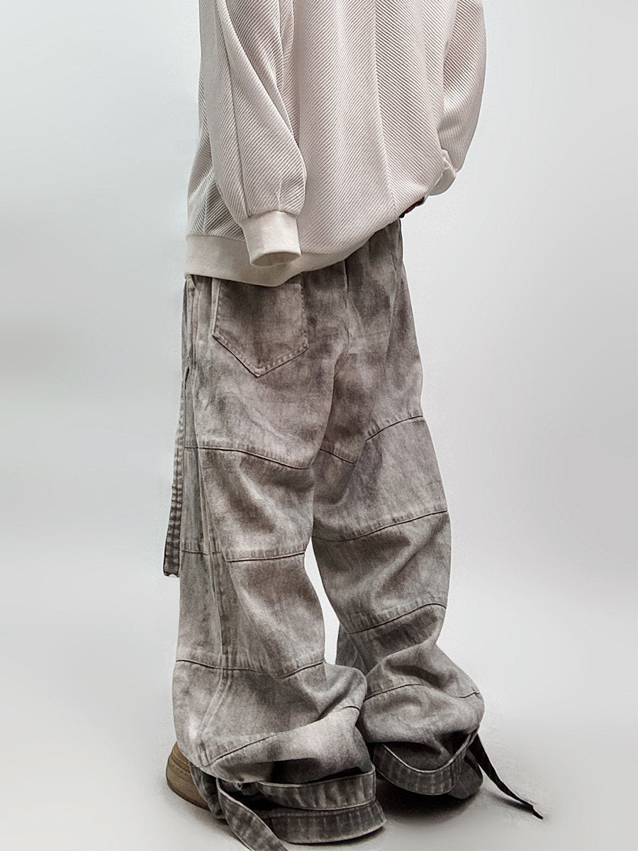 Washed Mud Dye Wide Leg Denim Jeans WN23999