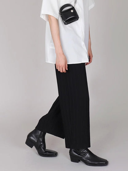 Pleatas Wide-Leg Cropped Pants WN6710