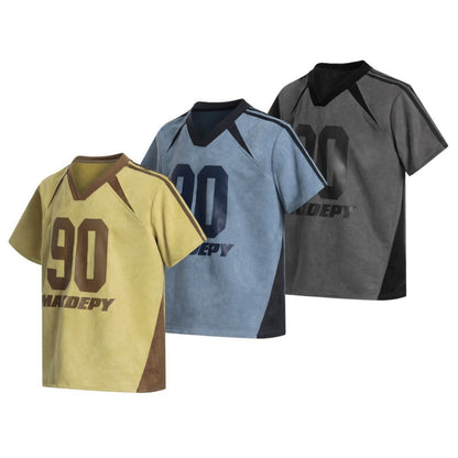 Number Graphic Short Sleeve T-Shirt & Stripe Wide Leg Pants Setup WN28062