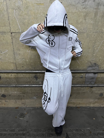 Embroidery Patchwork Zipper Hoodie WN19098