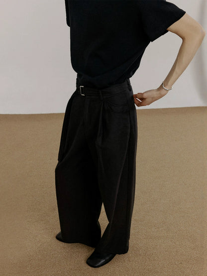 Belted Straight Leg Denim Jeans WN21522