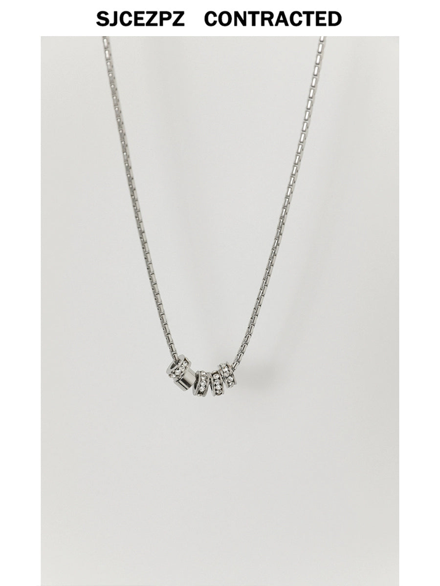 Titanium Steel Rhinestone Circle Necklace WN21263