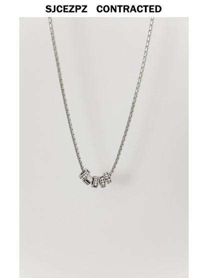 Titanium Steel Rhinestone Circle Necklace WN21263