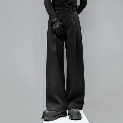 Pleats Studs Straight Trousers WN23862