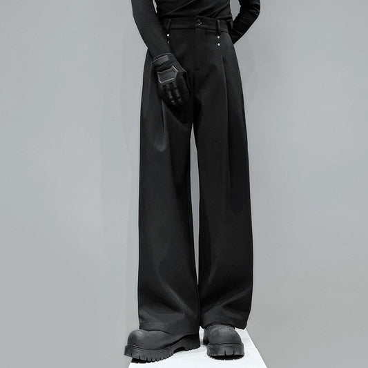 Pleats Studs Straight Trousers WN23862