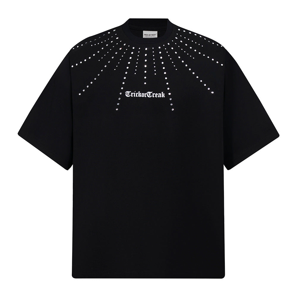 Rhinestone Starry Heavyweight Oversize Short Sleeve T-Shirt WN18528