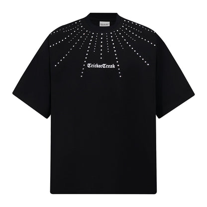 Rhinestone Starry Heavyweight Oversize Short Sleeve T-Shirt WN18528