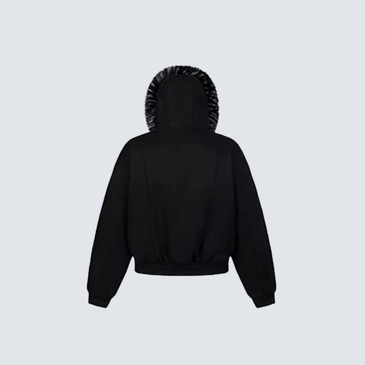 Fake Fur Collar Oversize Short Puffer Jacket WN27826