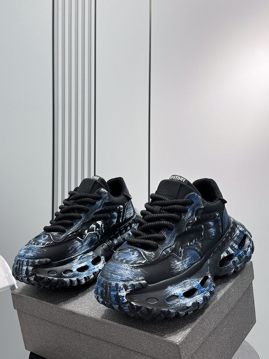 Paint Graffiti Print Chunky Sole Sneakers WN24607