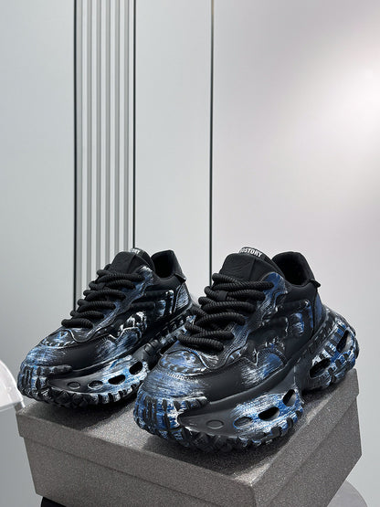 Paint Graffiti Print Chunky Sole Sneakers WN24607