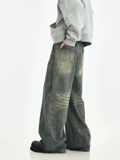 Washed Wide-Leg Straight Denim Jeans WN5785