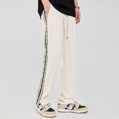 Side Stripe Panel Wide-Leg Straight Track Pants WN10401