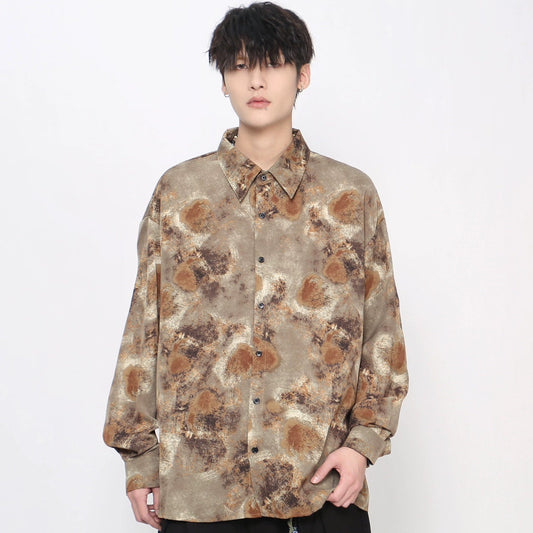 Tie-Dye Floral Print Long Sleeve Shirt WN21025