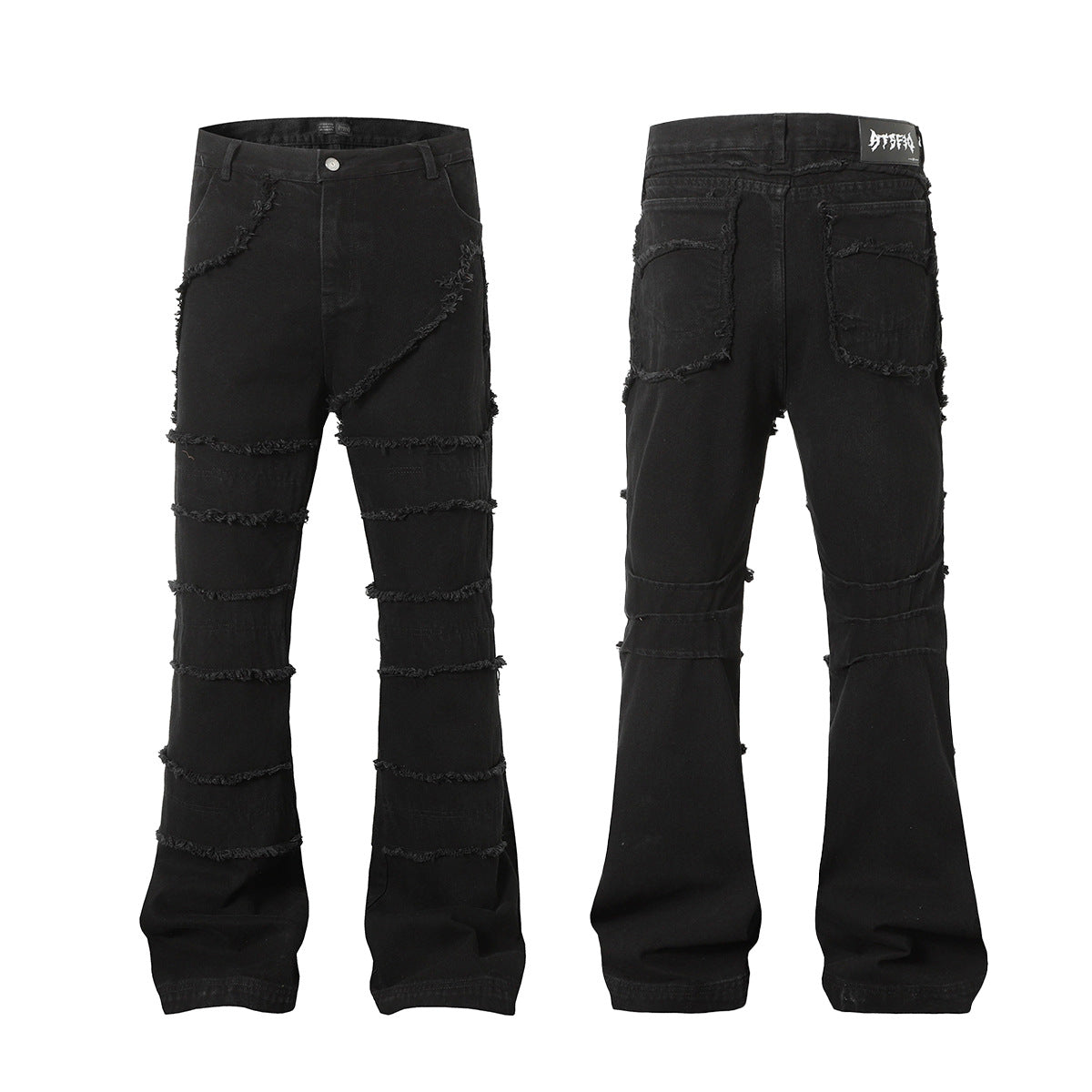 Raw Hem Wash Flare Denim Jeans WN16193