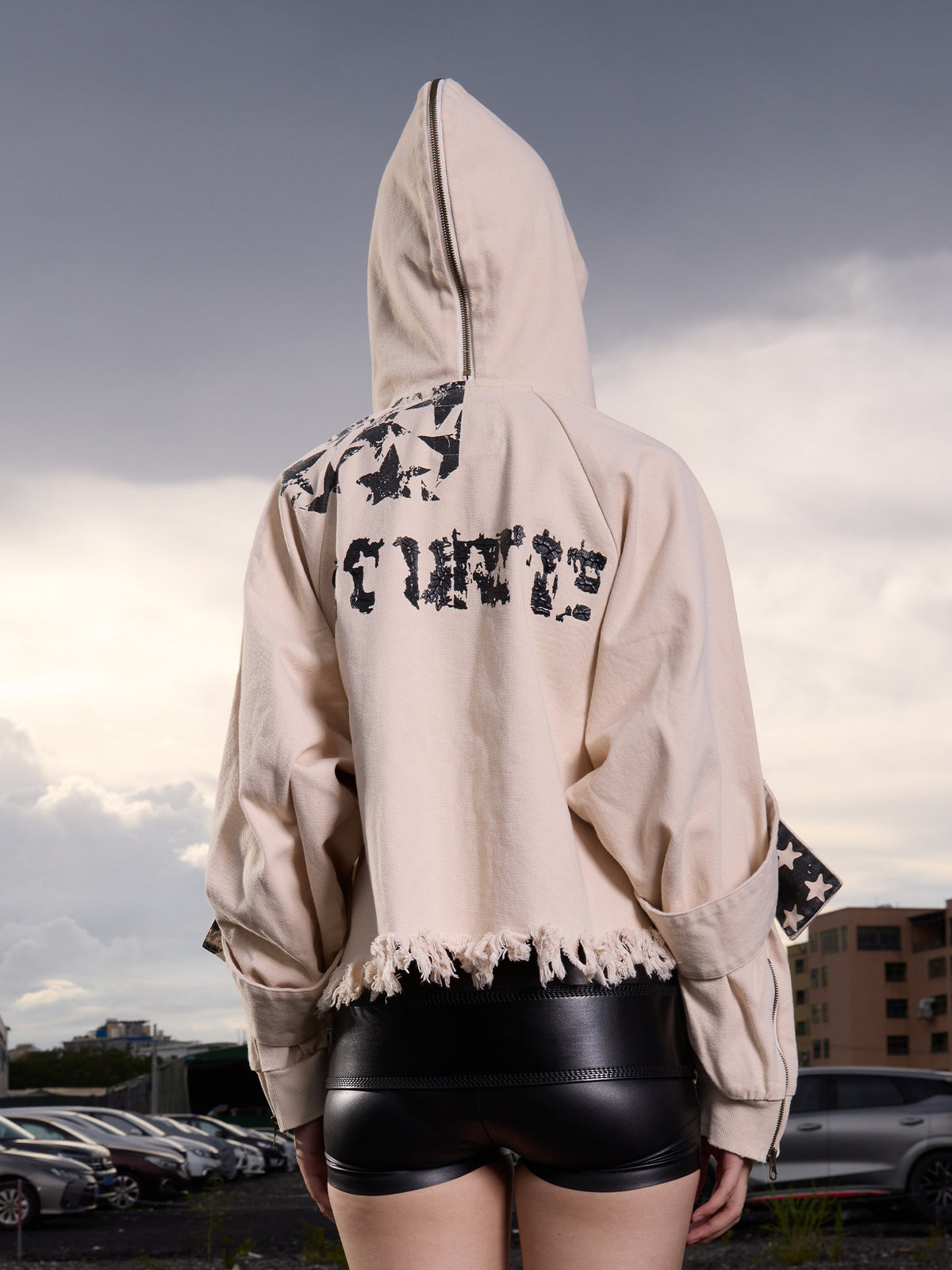 Cropped Graphic Zipper Hoodie WN27133