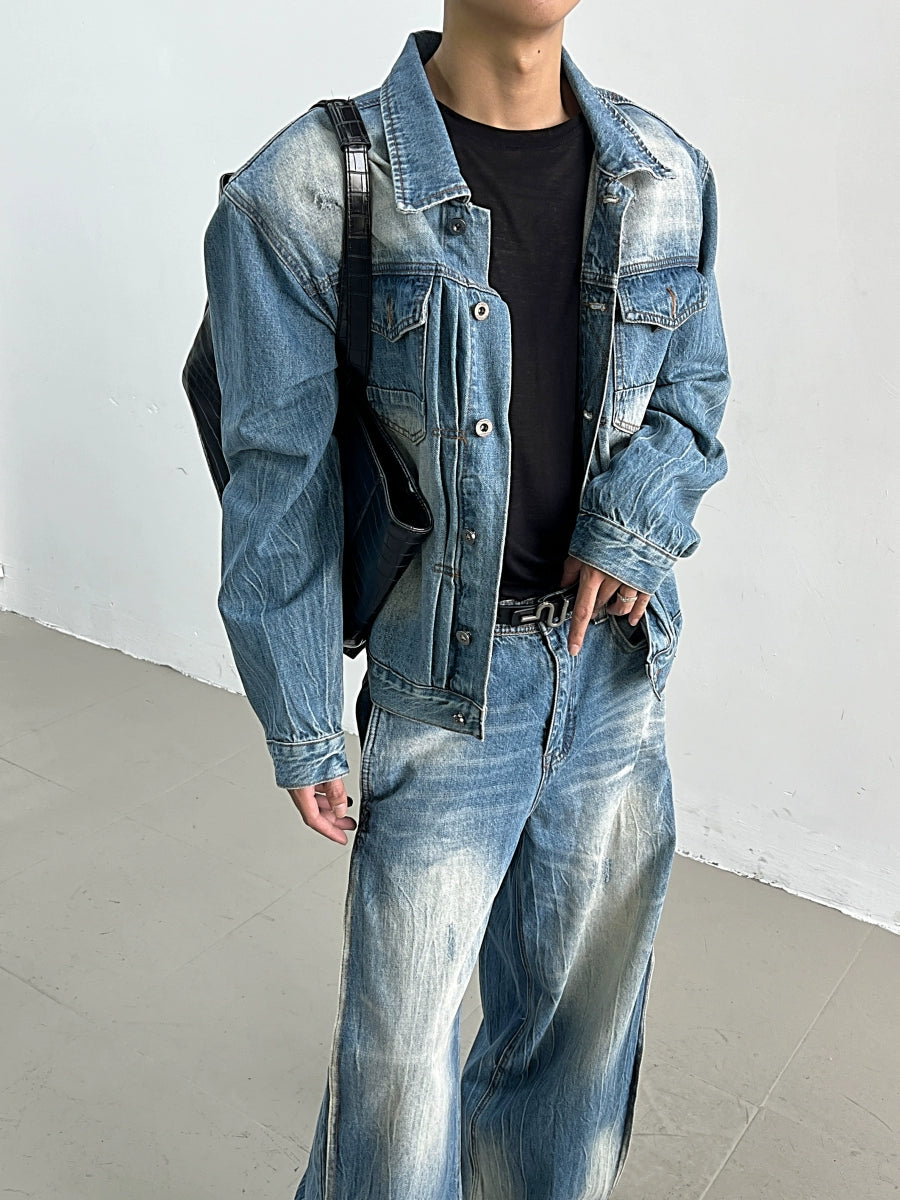 Denim Jacket & Wide-Leg Denim Jeans Setup WN11650