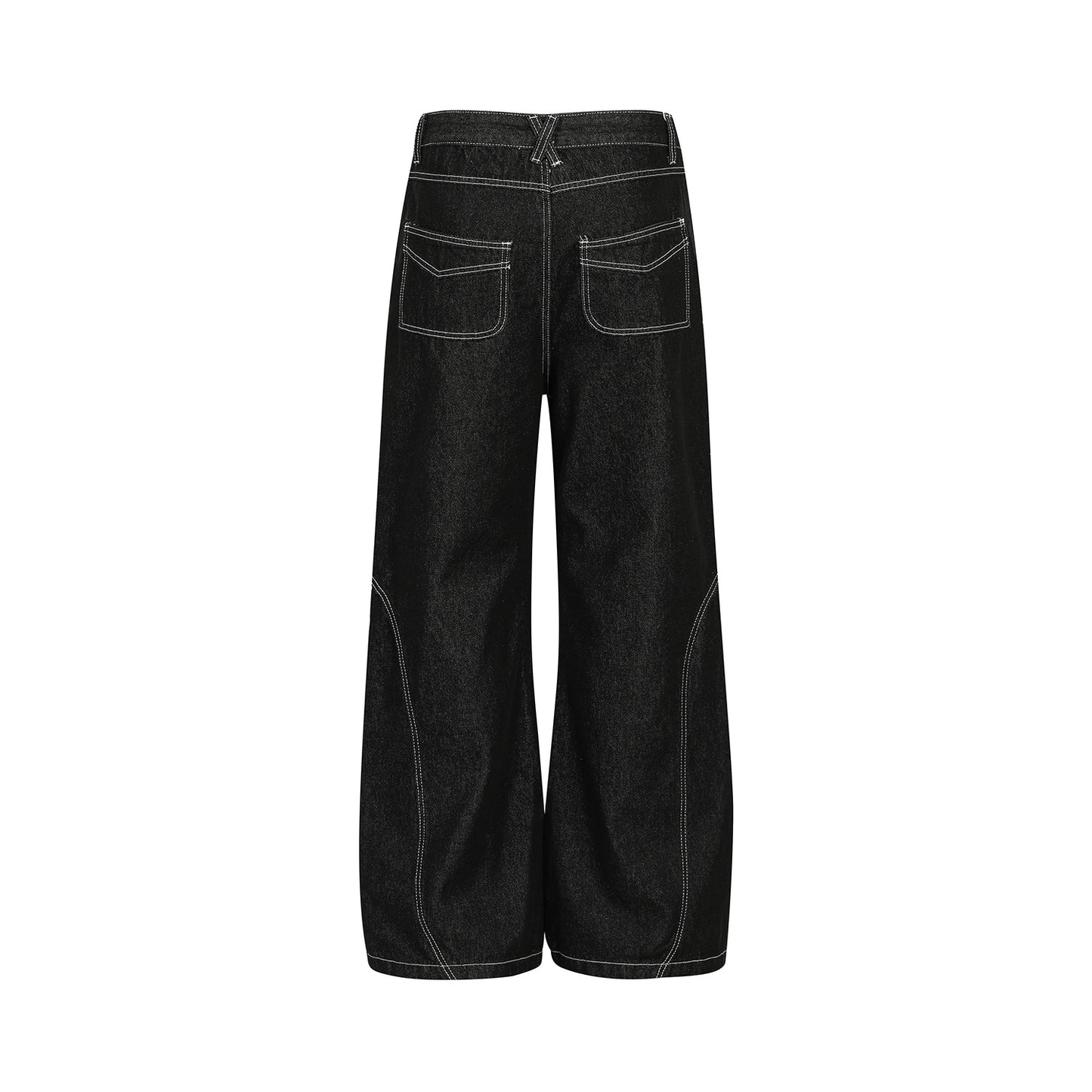 Contrast Stitch Bandana Patch Wide Leg Denim Jeans WN25979