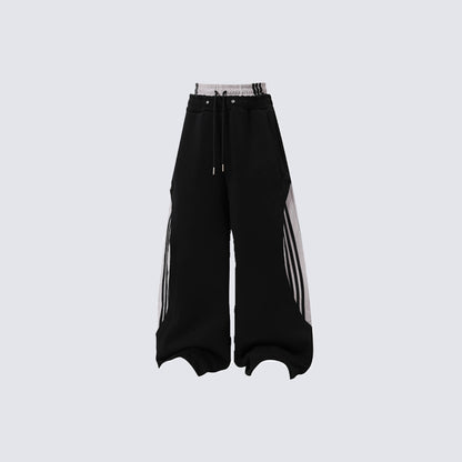 Contrast Panel Side-Stripe Wide Leg Sweatpants WN27912