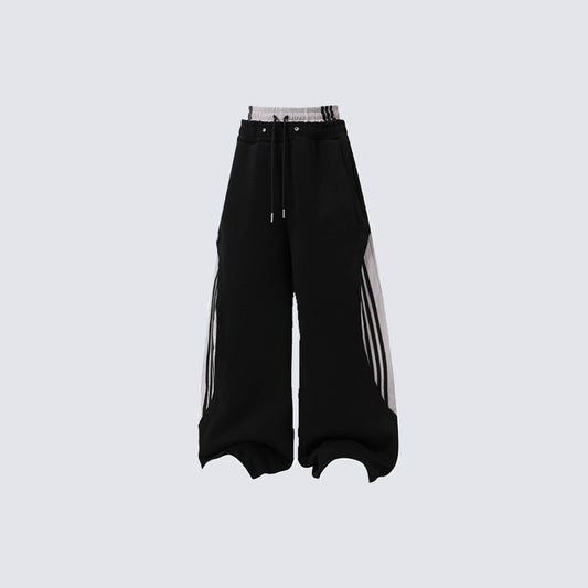 Contrast Panel Side-Stripe Wide Leg Sweatpants WN27912