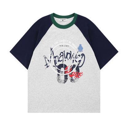 Contrast Raglan Sleeve Cotton Oversize Short Sleeve T-Shirt WN26834
