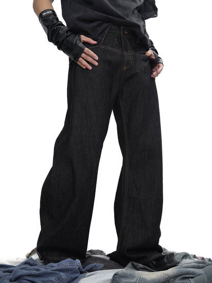 Curved Cut Straight Denim Jeans WN18707