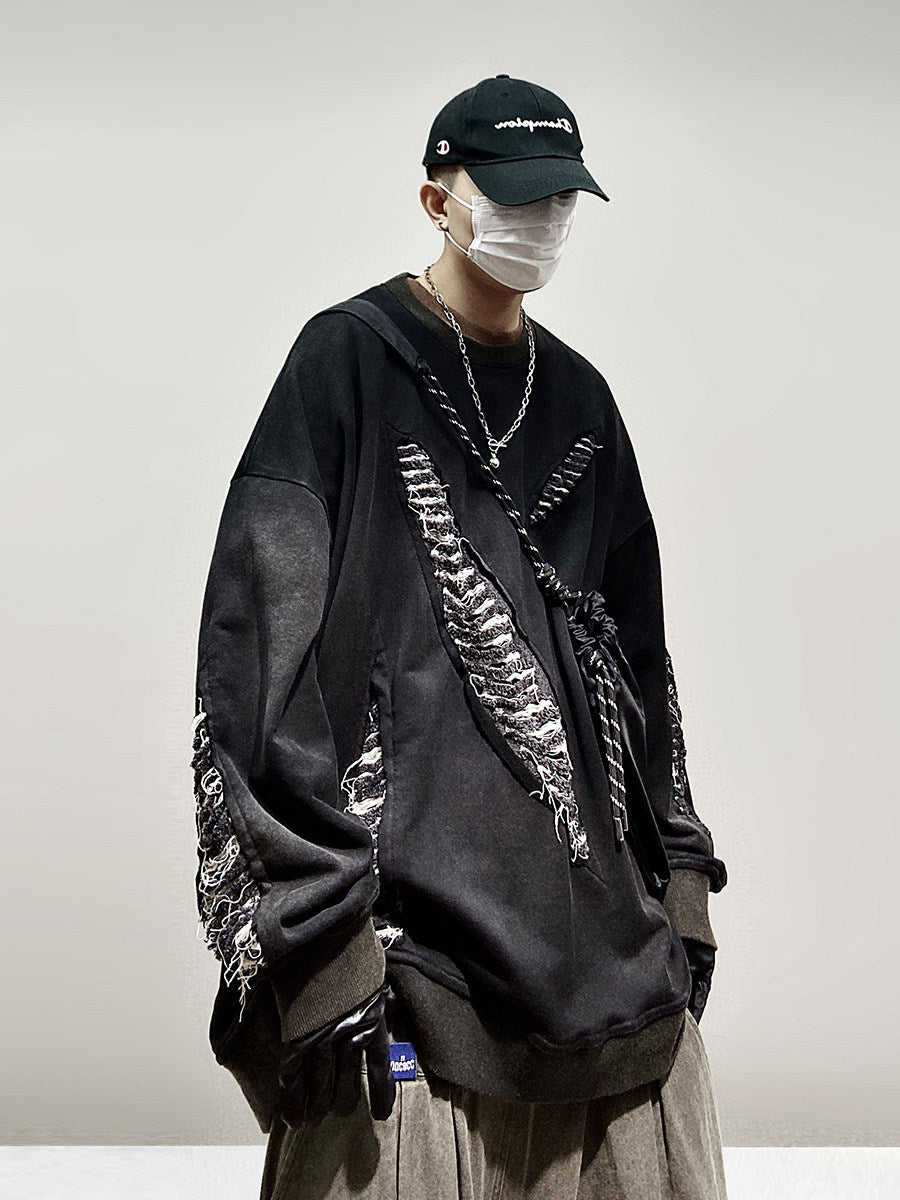 Damage Cutout Oversize Long Sleeve T-Shirt WN24028