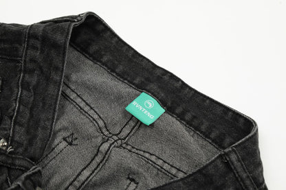 Multi-Pocket Wide-Leg Denim Cargo Jeans WN11108