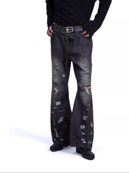 Damage Flare Denim Jeans WN9238