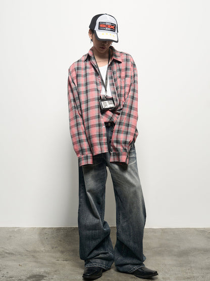 Plaid Oversize Long Sleeve Shirt WN22945