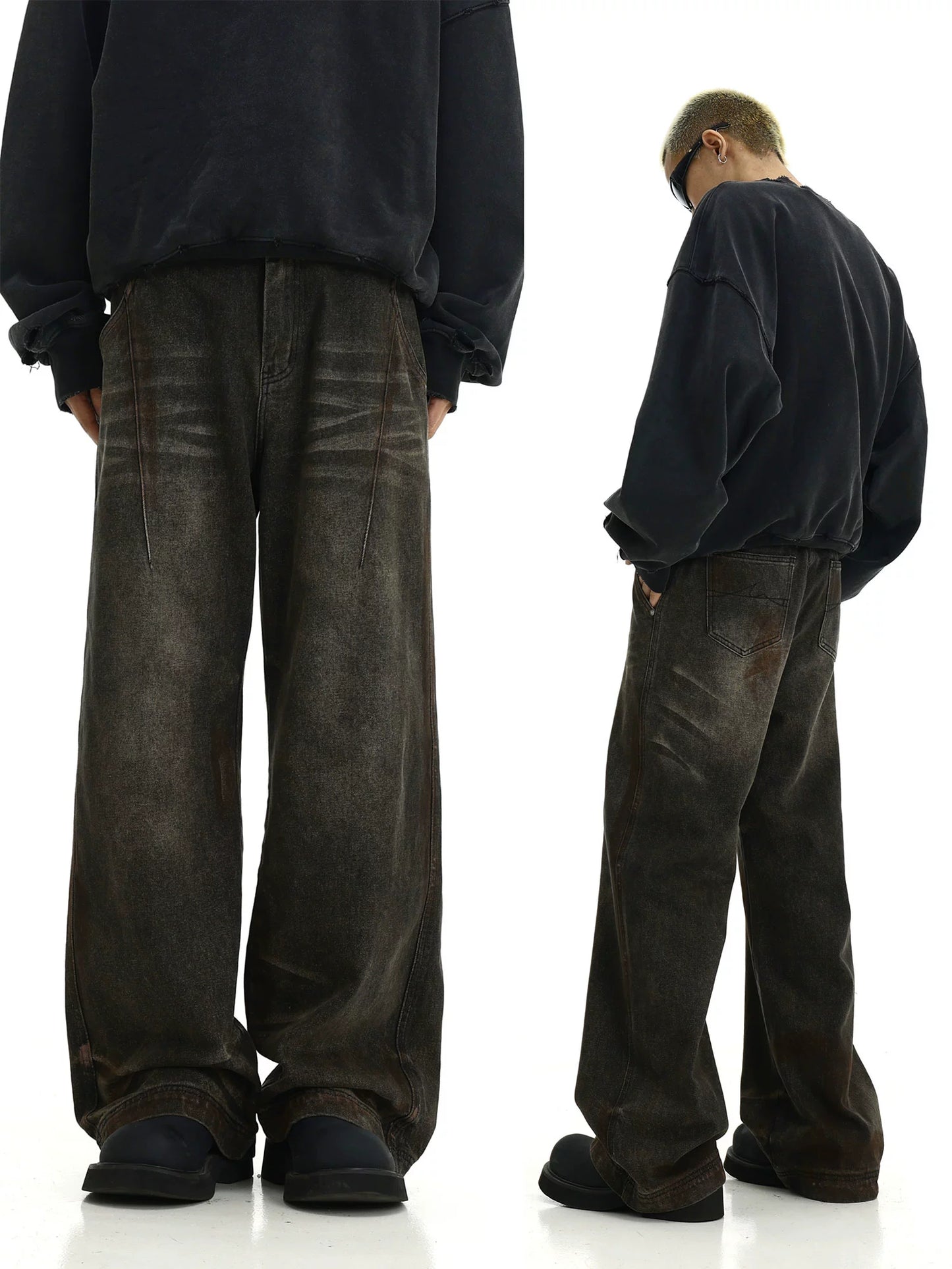 Wide-Leg Straight Denim Jeans WN5818