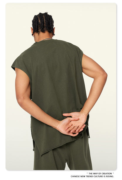 Washed Oversize Sleeveless T-Shirt WN6069