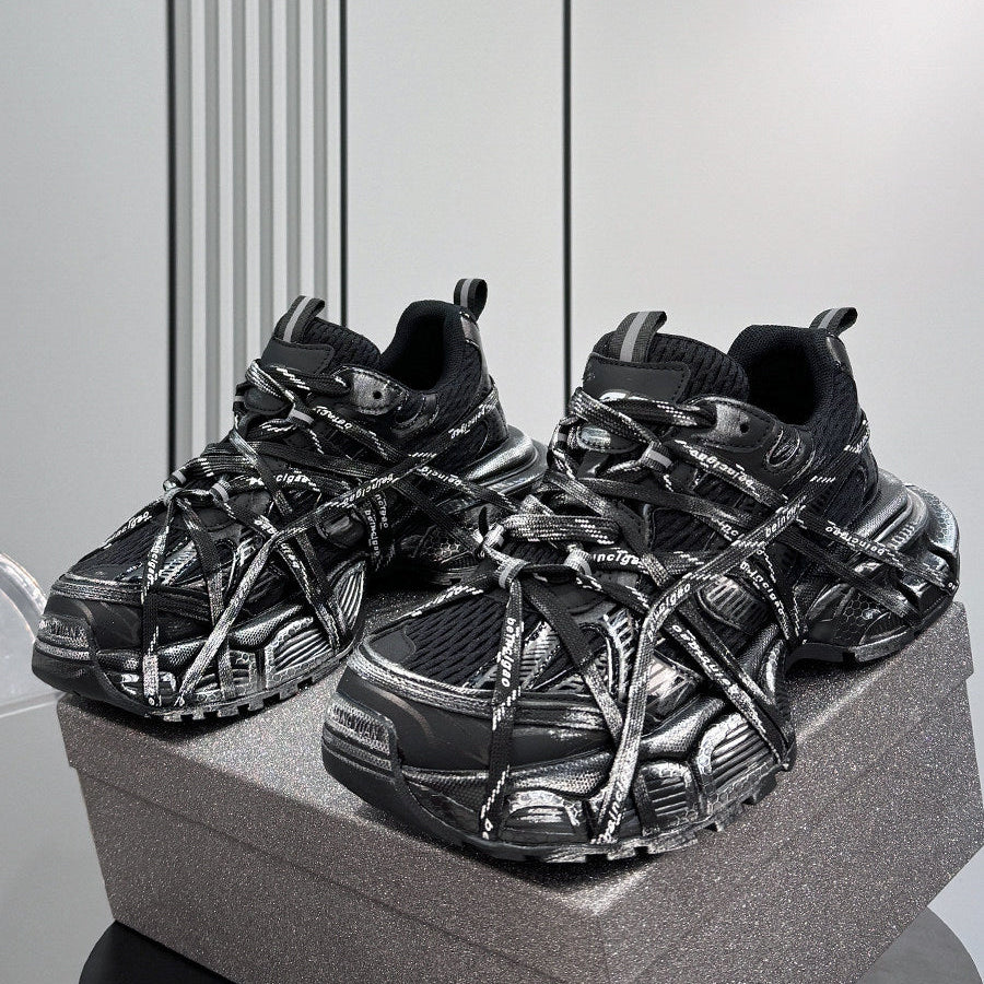 Metallic Strap Panel Chunky Sole Sneakers WN24618