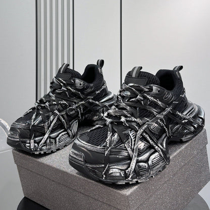 Metallic Strap Panel Chunky Sole Sneakers WN24618