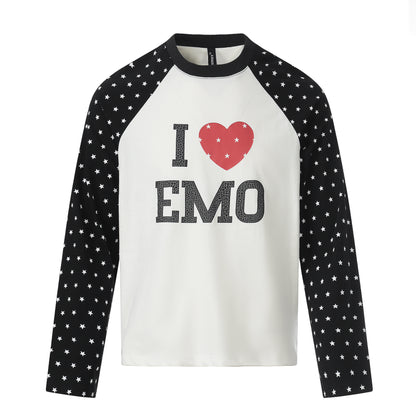 Graphic Letter Polka Dot Print Long Sleeve T-Shirt WN25397