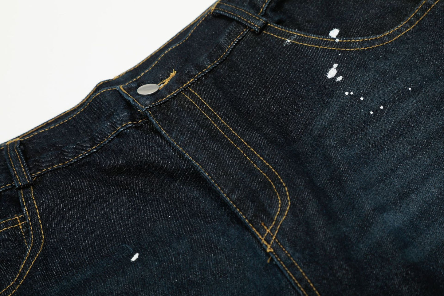 Ink Print Washed Wide Leg Curved Denim Jeans WN23030