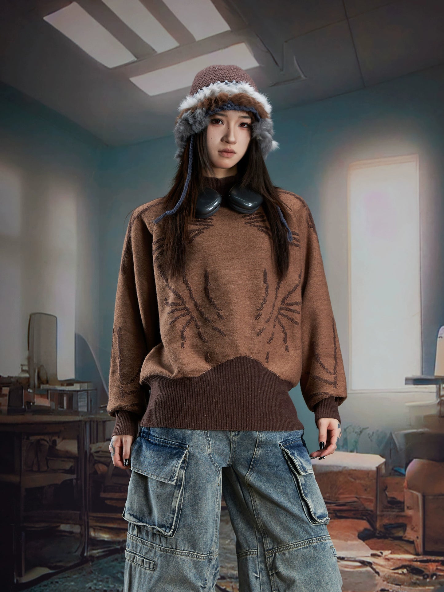 Mid-Collar Elastic Wrinkle-Resistant Knit Sweater WN21372